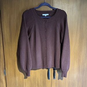 Baltic Born Blair Mahogany Ribbed Button-Front Cardigan and matching skirt. M